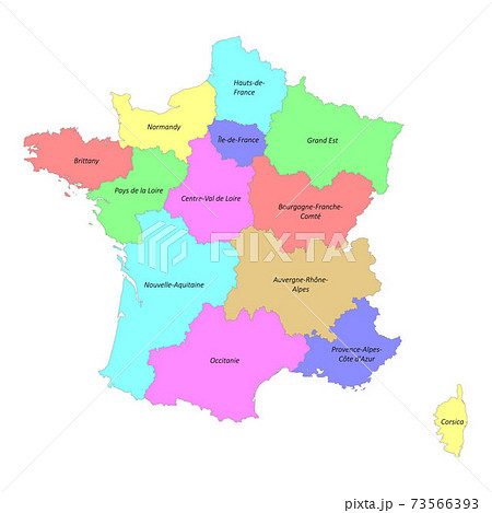 High Quality Colorful Labeled Map Of France のイラスト素材