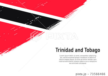 Grunge styled brush stroke background with flag of Trinidad and 73566466