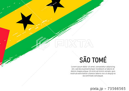 Grunge styled brush stroke background with flag of Sao Tome 73566565