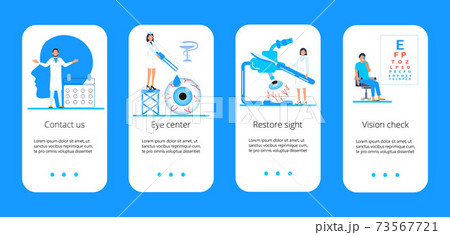 Medical ophthalmologist concept vector. Eyesight check up with tiny people character concept for apps, banner, flyer, UI. 73567721