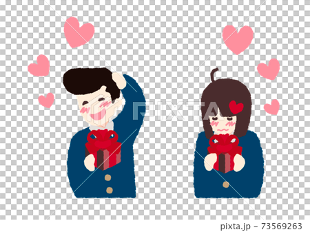 バレンタイン プレゼントをもらって喜ぶ人物 イラスト 素材 バレンタイン プレゼントをもらって喜ぶ人物 イラスト 素材 73569263