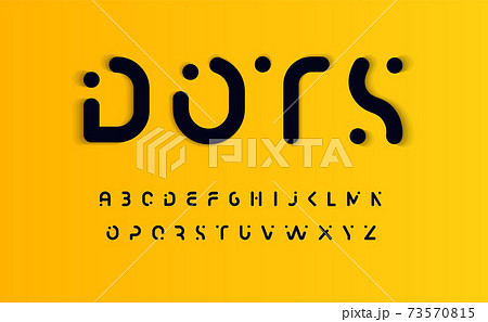Futuristic letters with dots, modern rounded alphabet for future logo design and fun poster headlines. Decorative creative font in minimalistic style. Vector illustration Futuristic letters with dots, modern rounded alphabet for future logo design and fun poster headlines. Decorative creative font in minimalistic style. Vector illustration 73570815