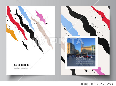 Vector layout of A4 cover mockups design templates for brochure, flyer layout, booklet, cover design, book design, brochure cover, creative agency, corporate, business, portfolio, pitch deck, startup. 73571253