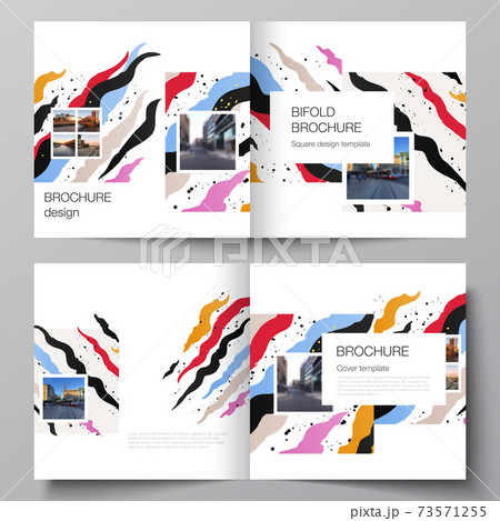 Vector layout of two covers templates for square design bifold brochure, flyer, magazine, cover design,book design, brochure cover, creative agency, corporate, business, portfolio, pitch deck, startup 73571255