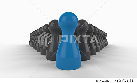 3D-Illustration - A leader in front of a group of employees 73571842