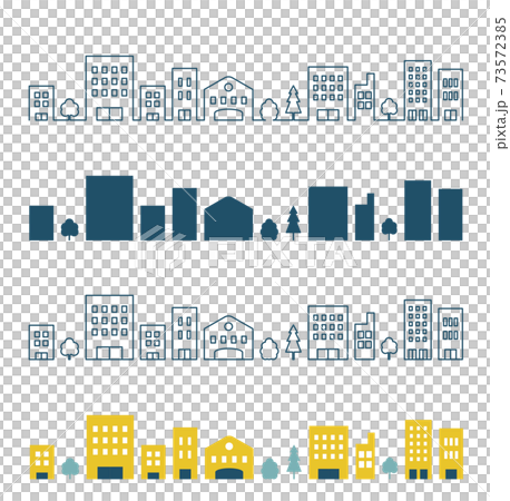 Cityscape Winter_Urban Building_Line Art Silhouette 73572385