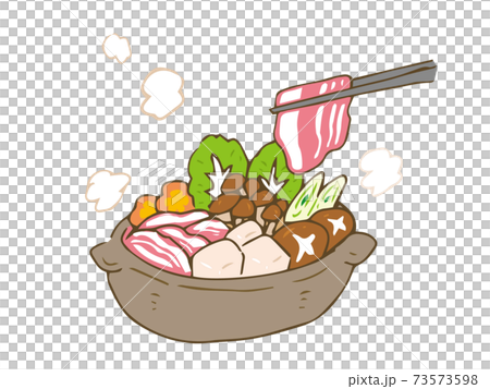 鍋 冬 鍋料理 湯気 肉 箸のイラスト素材