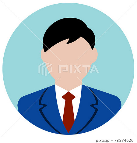 シルエット人物 円形アバターイラスト ビジネスマン 会社員 サラリーマンのイラスト素材