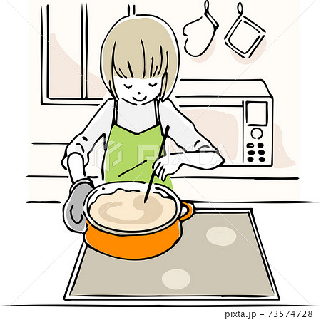 台所で料理をする女性 73574728