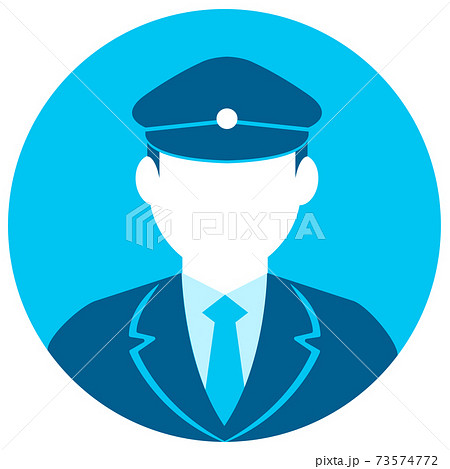 シルエット人物 円形アバターイラスト 警察官 軍人 警備員のイラスト素材