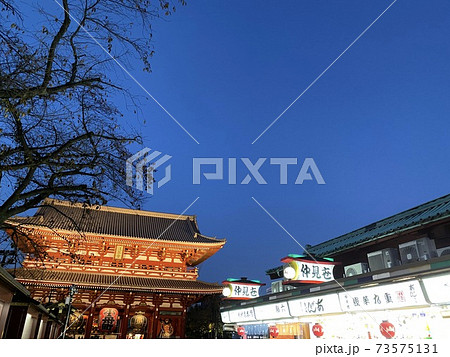 仲見世通りと宝蔵門(東京都台東区浅草) 仲見世通りと宝蔵門(東京都台東区浅草) 73575131