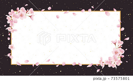 桜の背景素材 タイトル枠 煌びやか ゴージャス 黒背景 16 9比率 のイラスト素材