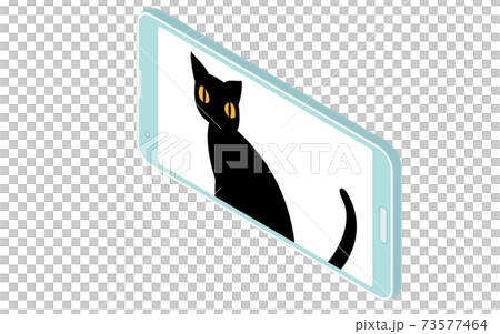 オンラインミーティングにネコが紛れ込んだイラスト、アイソメトリック 73577464