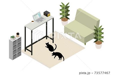 ペット見守りサービスのイメージイラスト、アイソメトリック 73577467