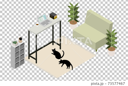 ペット見守りサービスのイメージイラスト、アイソメトリック 73577467
