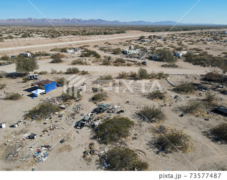 Aerial view of Slab city, California Aerial view of Slab city, California 73577487