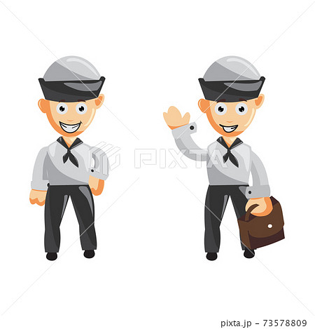 Set of a sailor man cartoon character in different poses. Vector illustration in a flat style 73578809