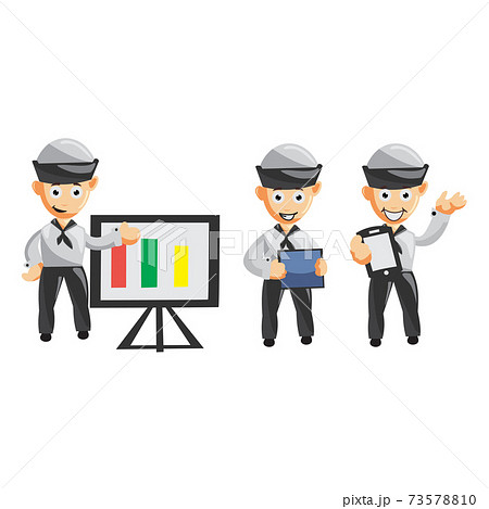 Set of a sailor man cartoon character in different poses. Vector illustration in a flat style 73578810