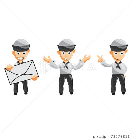Set of a sailor man cartoon character in different poses. Vector illustration in a flat style 73578811
