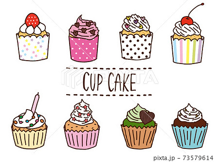 Cute Cupcake Illustration Material Set With Stock Illustration