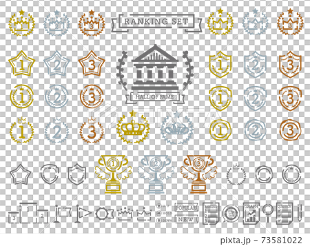ランキング素材セット。シンプルな線のピクトグラムのアイコン 73581022