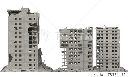 Ruined building isolated on white 3d illustration Ruined building isolated on white 3d illustration 73581135