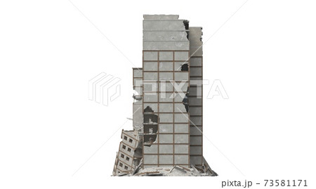 Ruined building isolated on white 3d illustration 73581171
