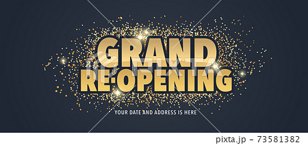 Grand opening and re-opening vector illustration, background with elegant golden sign 73581382