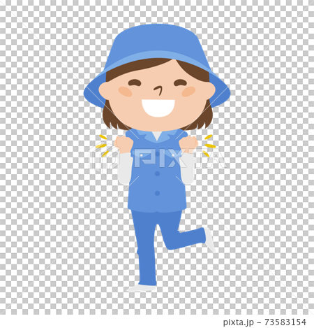 球童路線女性高爾夫球例證工作。一個幸福快樂的女人。 73583154