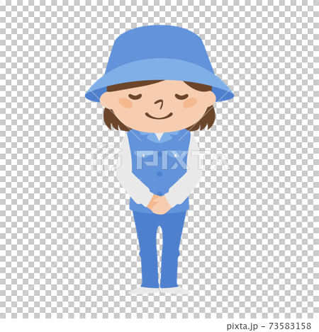 ゴルフ場で働く女性キャディのイラスト。丁寧にお辞儀してる女性。 ゴルフ場で働く女性キャディのイラスト。丁寧にお辞儀してる女性。 73583158