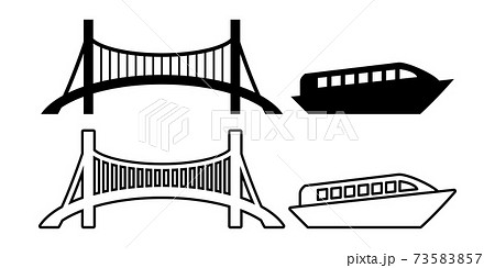 橋 船のイラストアイコンベクターセットのイラスト素材