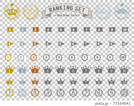 A felt-tip pen style hand-painted ranking material set. Painted flags, medals, crowns and laurel wreaths A felt-tip pen style hand-painted ranking material set. Painted flags, medals, crowns and laurel wreaths 73584041