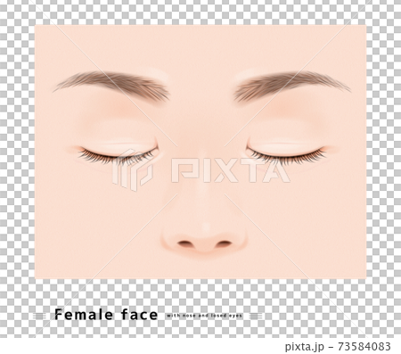 両目 鼻 まつげ 女性 顔 目 閉じた まぶた 眼科 美容 リアル イラストのイラスト素材
