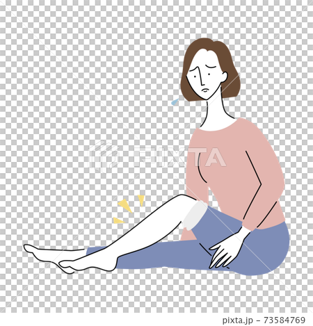 A woman who is concerned about the swelling of a foot 73584769