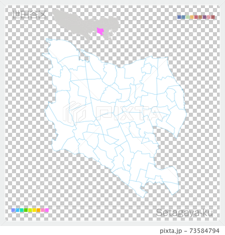 世田谷區世田谷區白色地圖(東京) 世田谷區世田谷區白色地圖(東京) 73584794