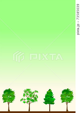 可愛い木と緑の背景フレーム 縦 のイラスト素材