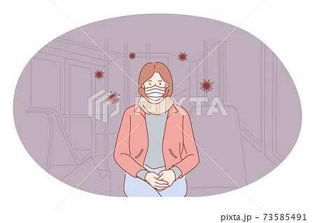 Danger or coronavirus infection epidemic, protective facial mask, pandemic concept 73585491