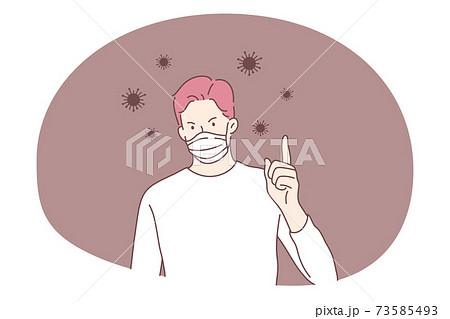 Danger or coronavirus infection epidemic, protective facial mask, pandemic concept 73585493