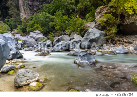Long exposure image of Alcantara gorge in Sicily, Italy  73586704