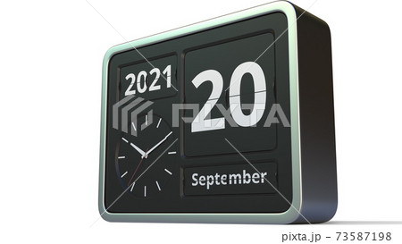 September 20 date on the flip clock calendar, 3d rendering September 20 date on the flip clock calendar, 3d rendering 73587198