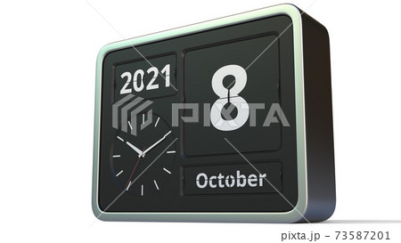 October 8 date on the flip clock calendar, 3d rendering October 8 date on the flip clock calendar, 3d rendering 73587201