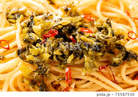 高菜明太子スパゲティのアップ。 高菜明太子スパゲティのアップ。 73587530