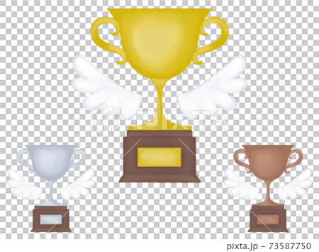 A gentle color watercolor trophy set. With angel wings, stand and plate 73587750