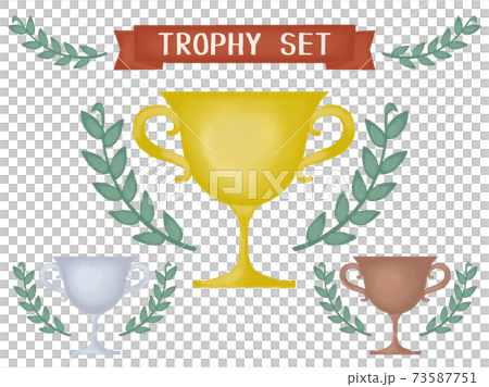 A gentle color watercolor trophy set. With laurel A gentle color watercolor trophy set. With laurel 73587751