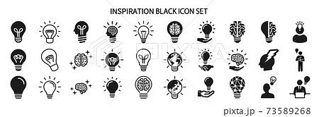 ひらめきと電球のアイコンセット ひらめきと電球のアイコンセット 73589268