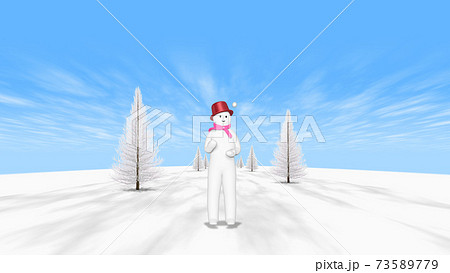 雪玉で遊ぶ雪ダルマ男 縦横比16 9背景 壁紙 用のイラスト素材