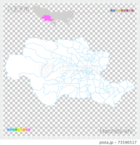 八王子市・Hachiōji-shi・白地図（東京都） 73590517
