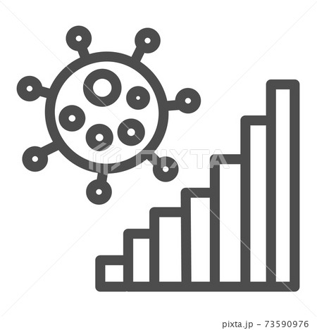 Corona virus statistics line icon, coronavirus epidemic concept, Covid-19 growth graph sign on white background, virus confirmed cases report icon in outline style mobile. Vector graphics. 73590976