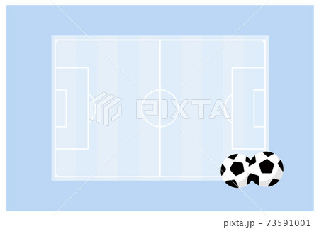 サッカーボールとサッカーコートのメッセージカードのイラスト素材