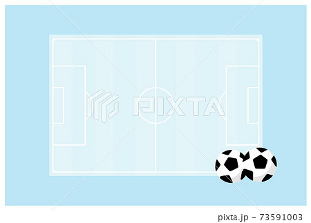 サッカーボールとサッカーコートのメッセージカードのイラスト素材